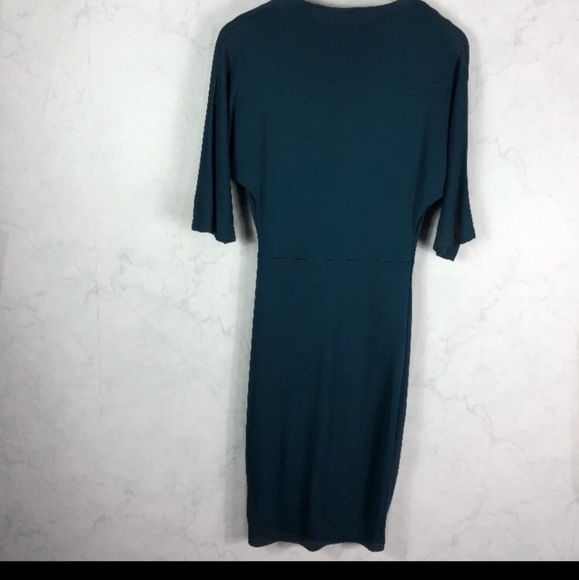 [Mango] Classic Blue  V Neck Dress - Picture 6 of 6